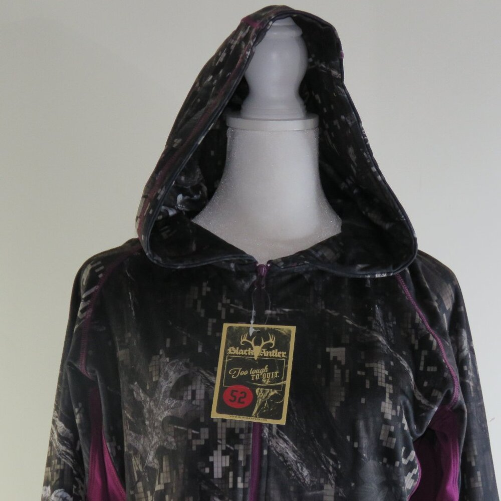 NWT Black Antler Purple & Black Long-Sleeve 1/2-Zip Hoodie Hunting Size S C1490